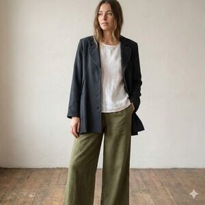 Harari Blazer Jacket Womens Medium Black Button Front Long Sleeve Artsy Boho